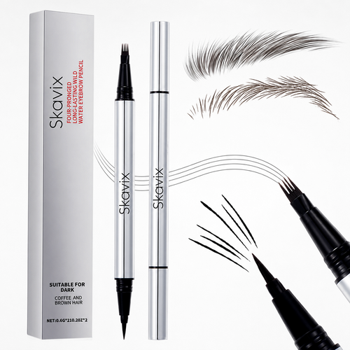 Skavix 2-in-1 4D Microblading Eyebrow Pen – Waterproof Dual-Ended Brow Pencil for Natural Hair-Like Strokes