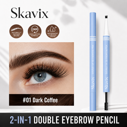 Skavix 2-in-1 Waterproof Brow Pen & Tinted Gel Duo – Natural Microblading-Inspired Brows in Seconds