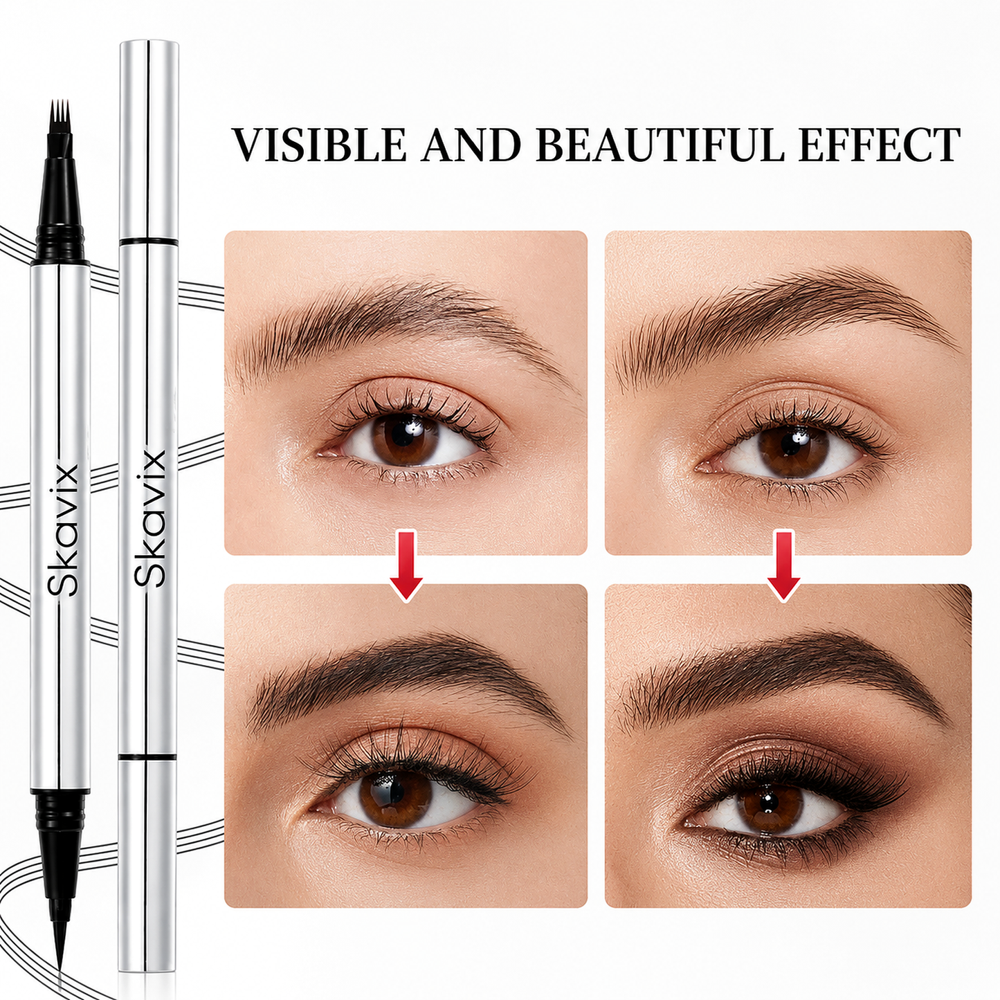 Skavix 2-in-1 4D Microblading Eyebrow Pen – Waterproof Dual-Ended Brow Pencil for Natural Hair-Like Strokes