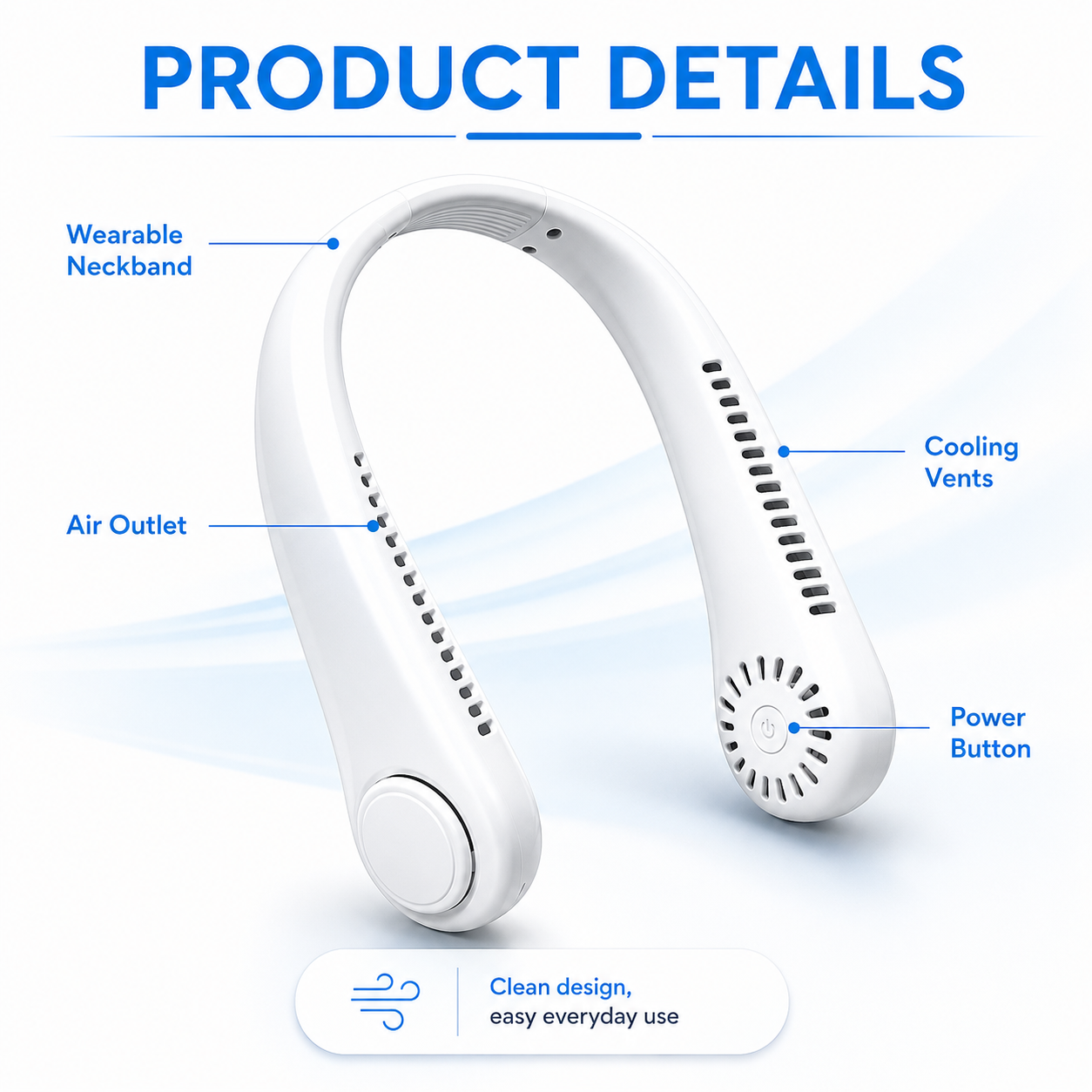 Hands-Free Portable Neck Fan – Lightweight Wearable Cooling for Summer Travel, Outdoor Activities & Everyday Comfort