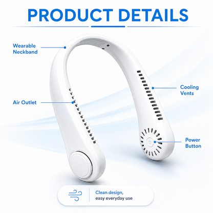 Hands-Free Portable Neck Fan – Lightweight Wearable Cooling for Summer Travel, Outdoor Activities & Everyday Comfort