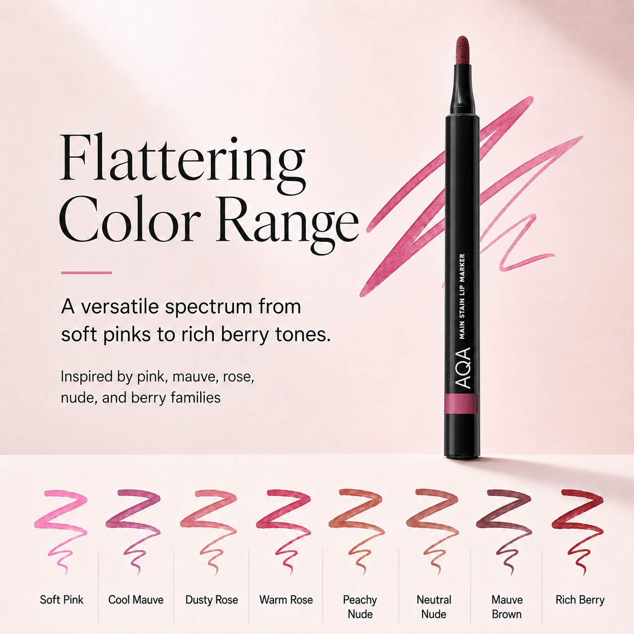 AQA Main Stain Lipliner Marker, Long-Lasting Lip Stain Pen for Defining, Shaping & Filling Lips