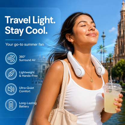 Hands-Free Portable Neck Fan – Lightweight Wearable Cooling for Summer Travel, Outdoor Activities & Everyday Comfort