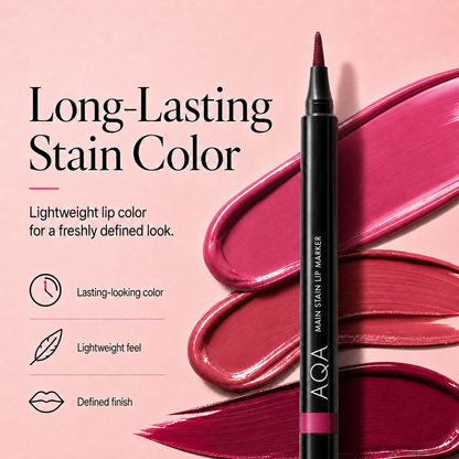 AQA Main Stain Lipliner Marker, Long-Lasting Lip Stain Pen for Defining, Shaping & Filling Lips