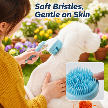 2-in-1 Pet Bath Brush with Soap Dispenser for Dogs & Cats