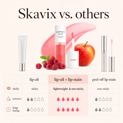 Skavix Apple Lip Oil + Stain – Hydrating Glossy Tint for Soft, Naturally Radiant Lips