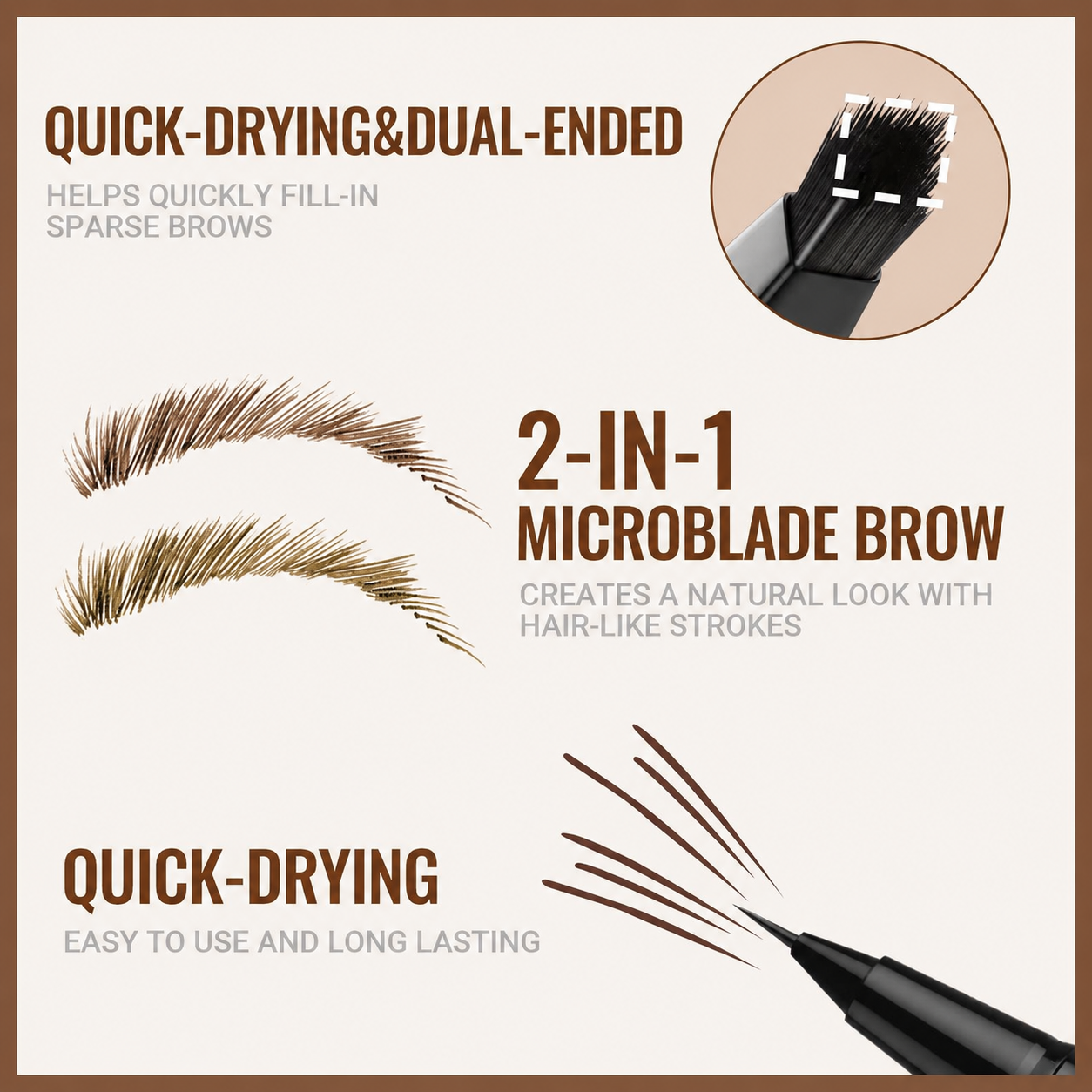 Skavix 2-in-1 Waterproof Microblading Brow Pen – Natural Hair-Like Strokes & All-Day Wear