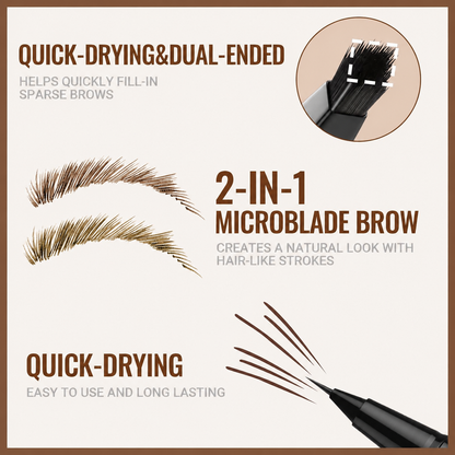 Skavix 2-in-1 Waterproof Microblading Brow Pen – Natural Hair-Like Strokes & All-Day Wear