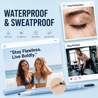 Skavix 2-in-1 Waterproof Brow Pen & Tinted Gel Duo – Natural Microblading-Inspired Brows in Seconds