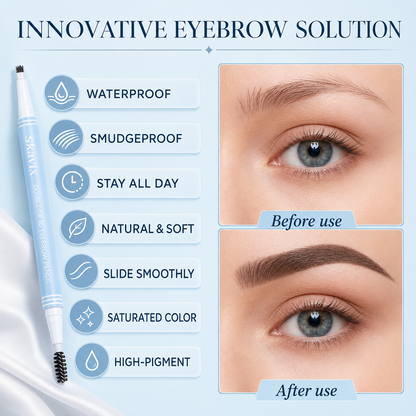 Skavix 2-in-1 Waterproof Brow Pen & Tinted Gel Duo – Natural Microblading-Inspired Brows in Seconds