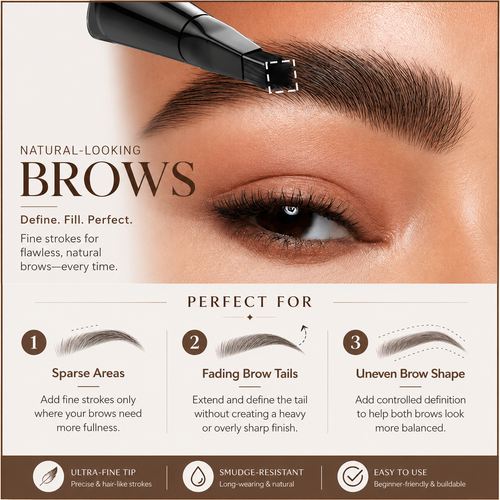 Skavix 2-in-1 Waterproof Microblading Brow Pen – Natural Hair-Like Strokes & All-Day Wear