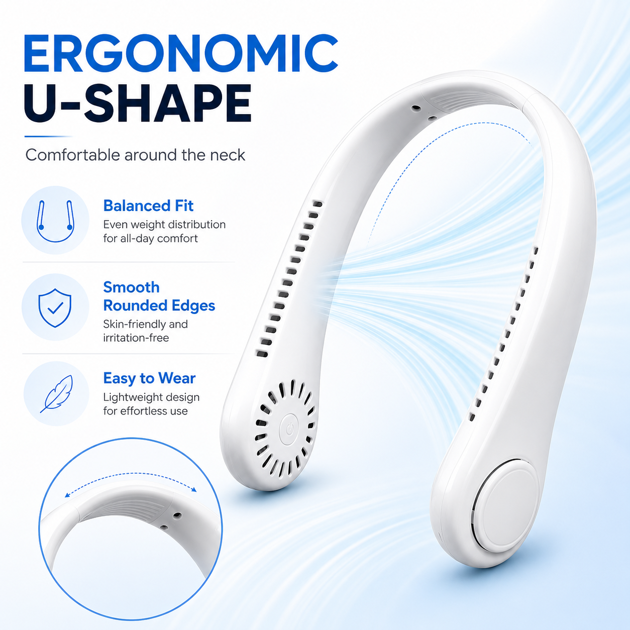 Hands-Free Portable Neck Fan – Lightweight Wearable Cooling for Summer Travel, Outdoor Activities & Everyday Comfort
