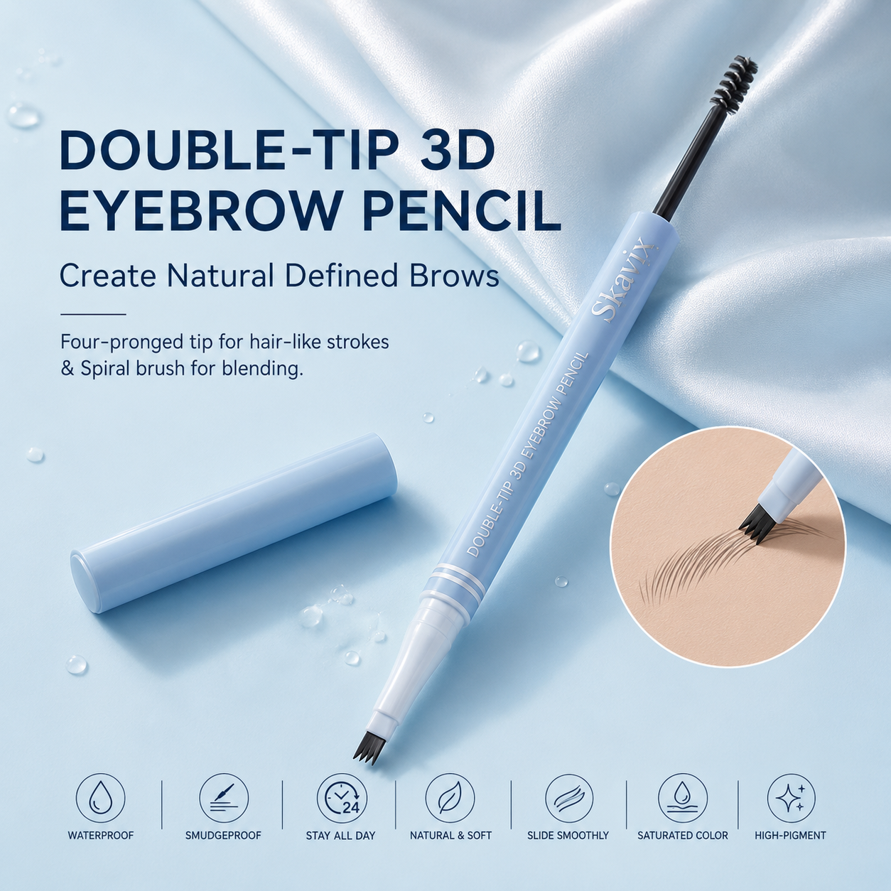 Skavix 2-in-1 Waterproof Brow Pen & Tinted Gel Duo – Natural Microblading-Inspired Brows in Seconds