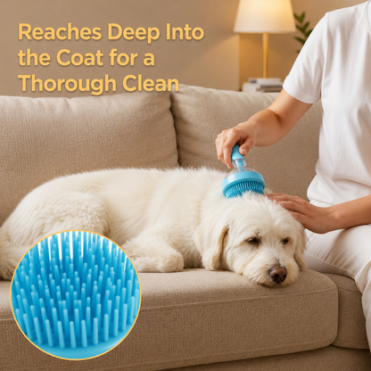2-in-1 Pet Bath Brush with Soap Dispenser for Dogs & Cats