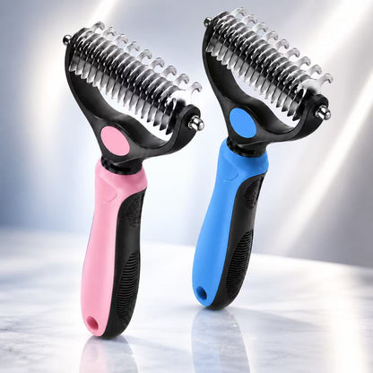 Double-Sided Pet Grooming Rake for Dogs & Cats, Gentle Deshedding Comb for Long Hair, Loose Fur & Light Tangles