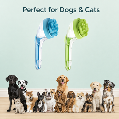 2-in-1 Pet Bath Brush with Soap Dispenser for Dogs & Cats